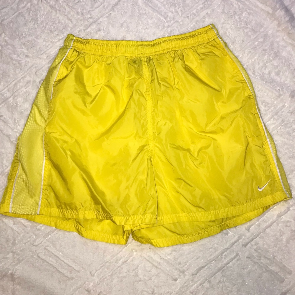 Nike yellow nylon shorts